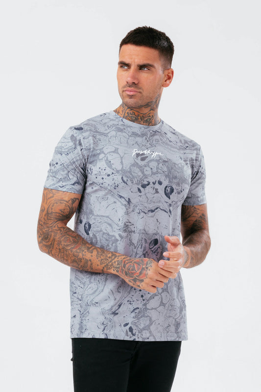 HYPE MENS GREY MINERAL SCRIBBLE T-SHIRT