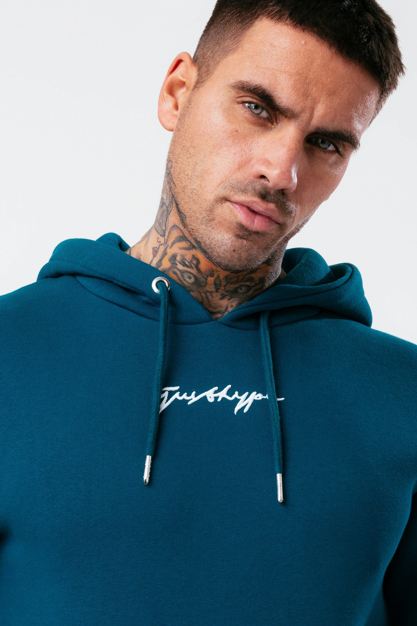 HYPE MENS TEAL SCRIBBLE HOODIE