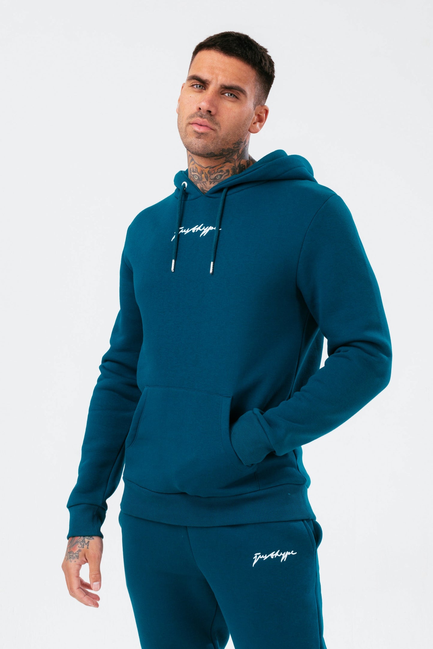 HYPE MENS TEAL SCRIBBLE HOODIE