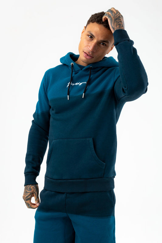 HYPE MENS TEAL FADE SCRIBBLE HOODIE