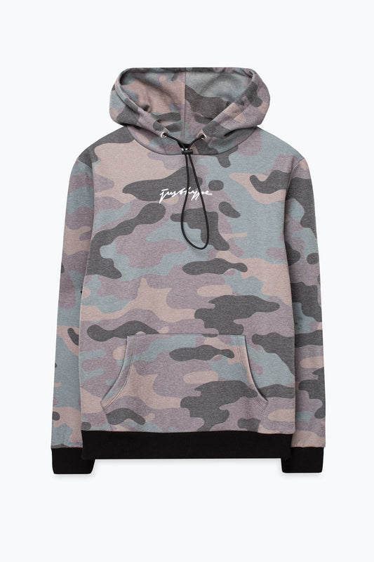 HYPE MENS KHAKI CLASSIC CAMO SCRIBBLE HOODIE