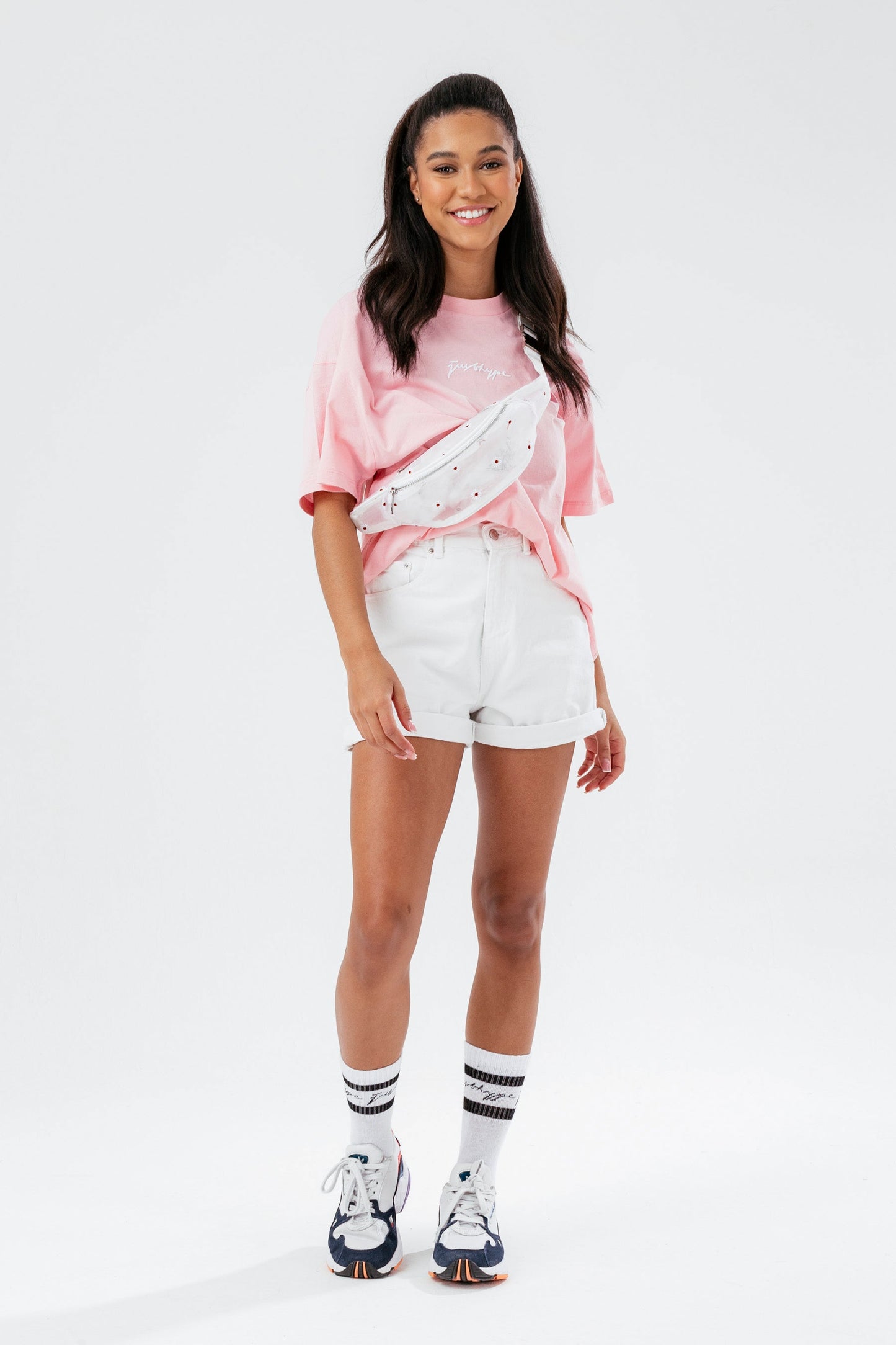 HYPE WOMENS PINK SCRIBBLE BOXY T-SHIRT