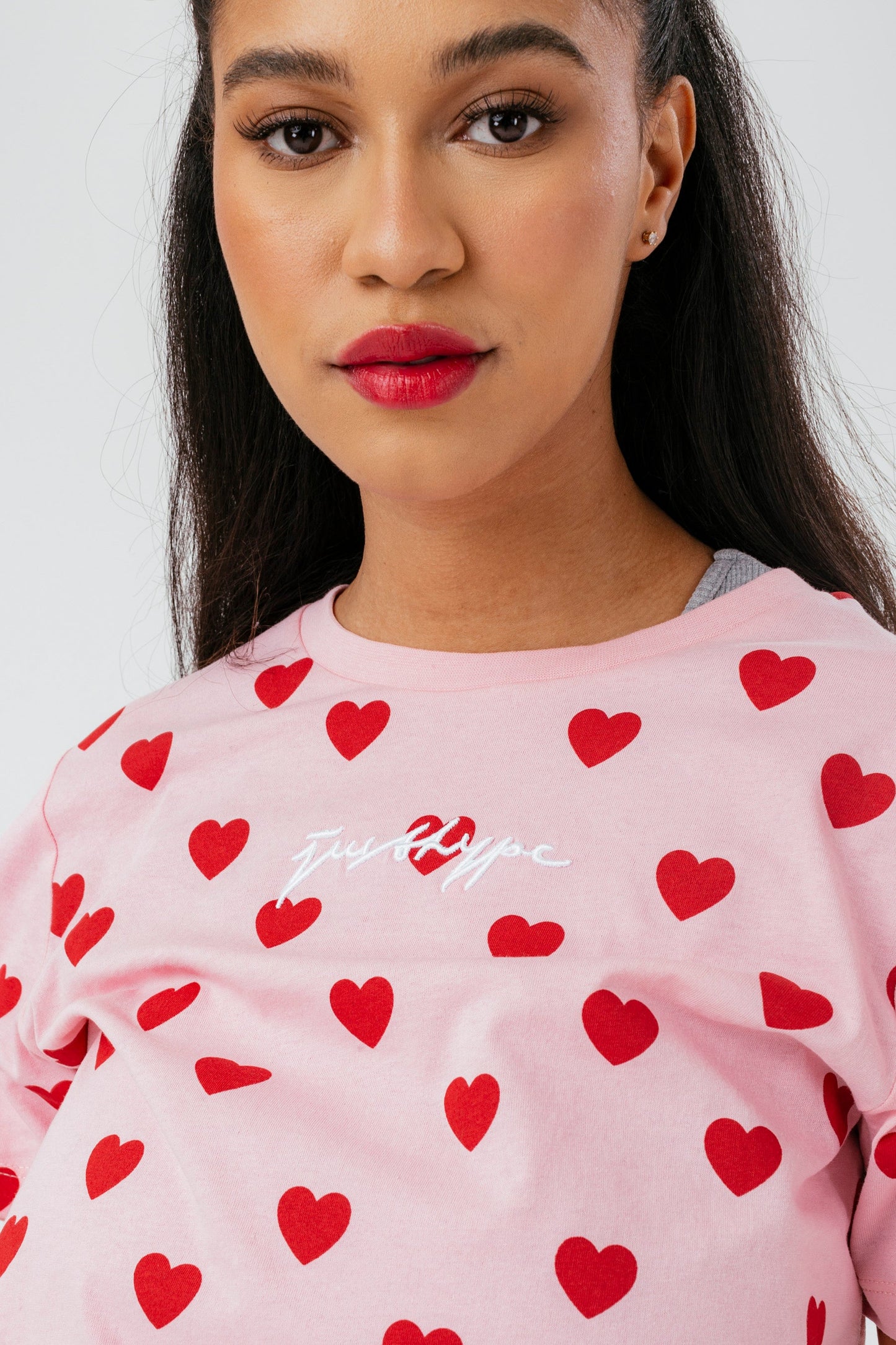 HYPE WOMENS PINK HEART SCRIBBLE T-SHIRT