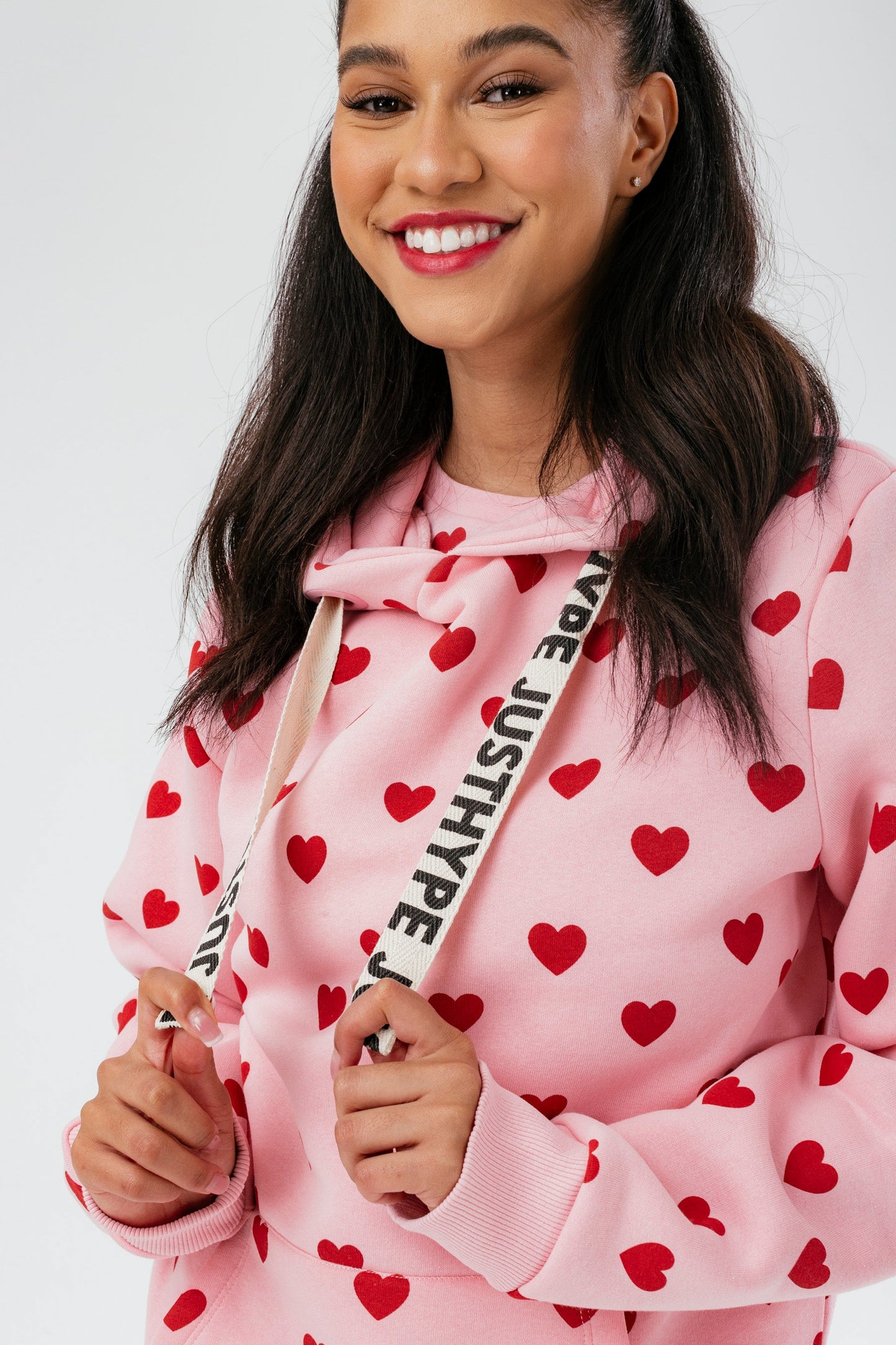 HYPE WOMENS PINK HEART SCRIBBLE HOODIE