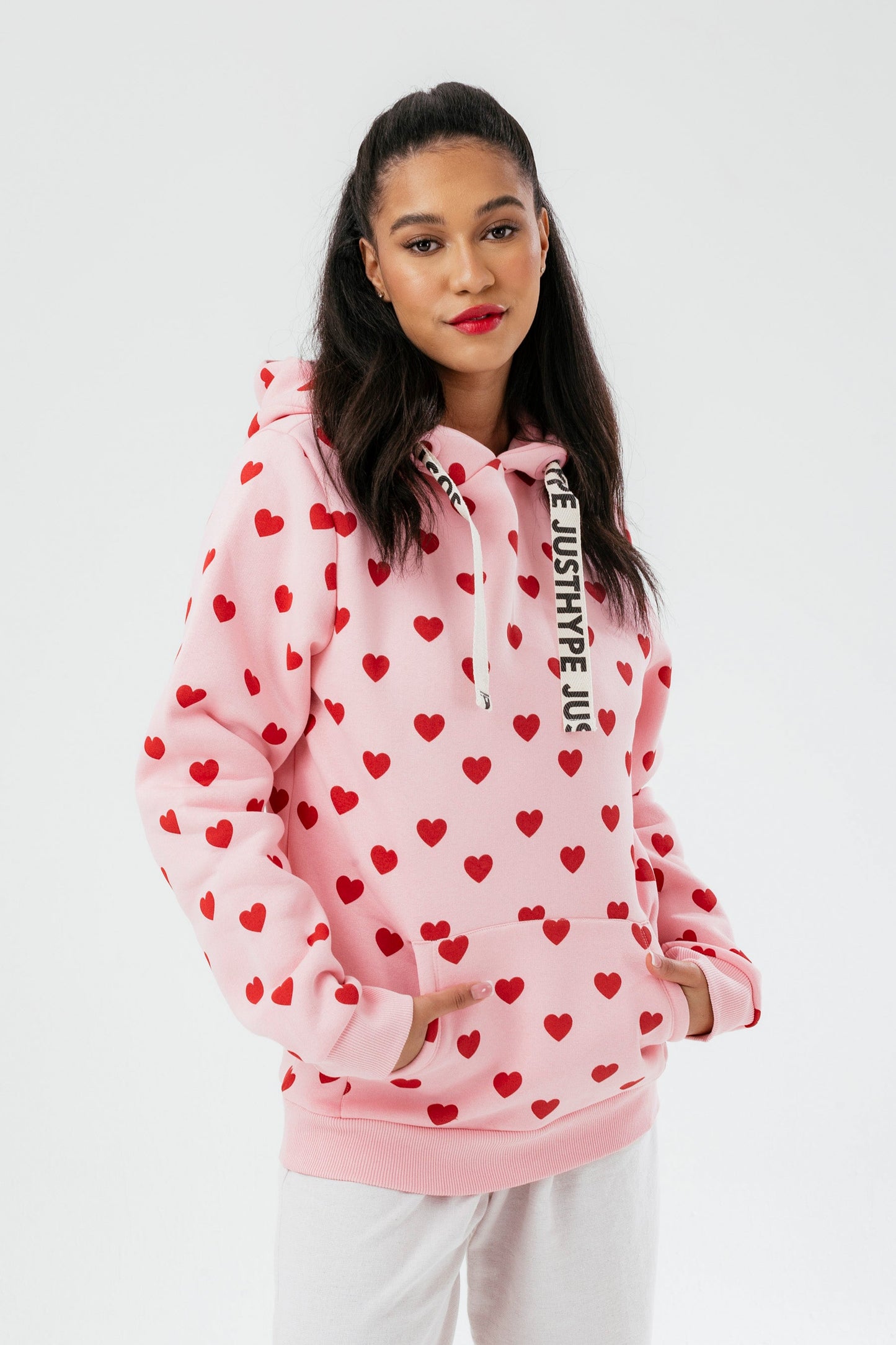 HYPE WOMENS PINK HEART SCRIBBLE HOODIE