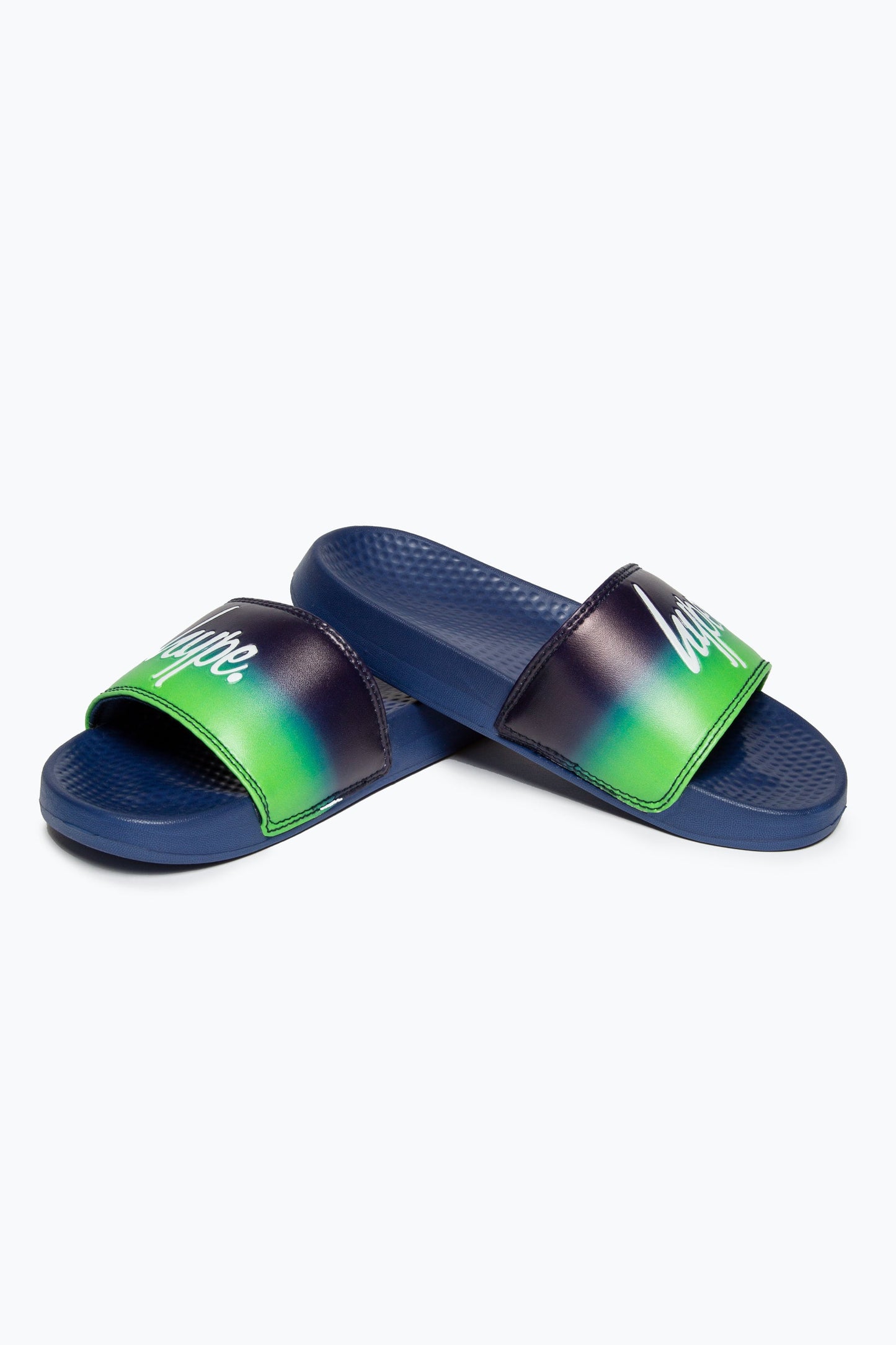 HYPE KIDS UNISEX GREEN LIME FADE SCRIPT SLIDERS