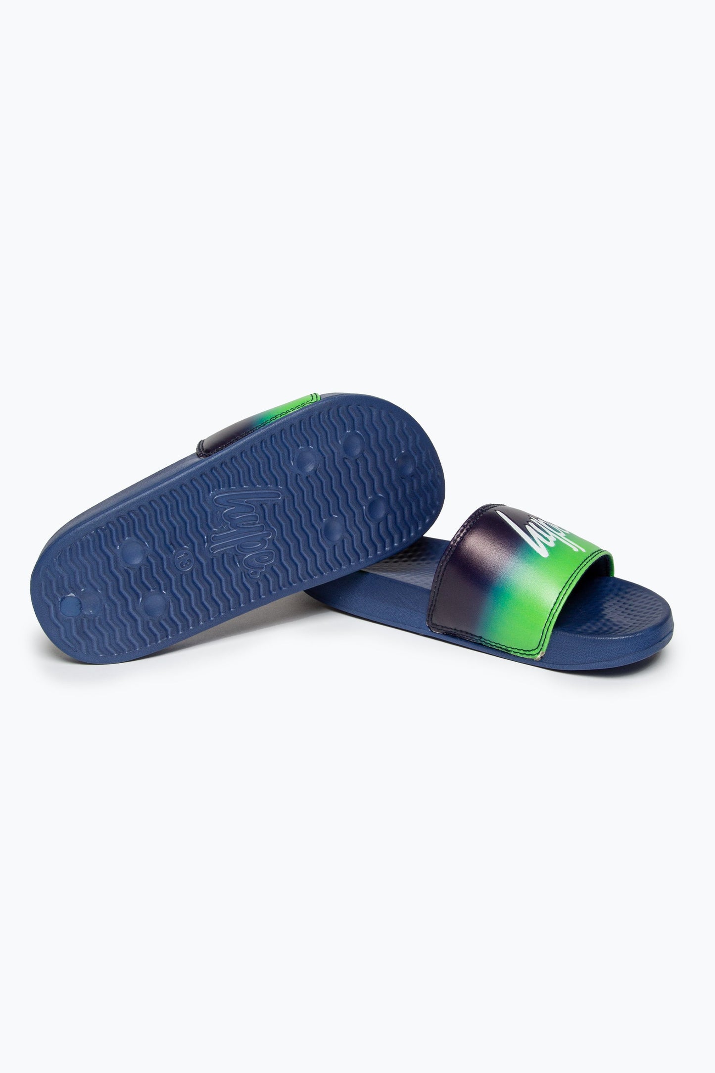 HYPE KIDS UNISEX GREEN LIME FADE SCRIPT SLIDERS