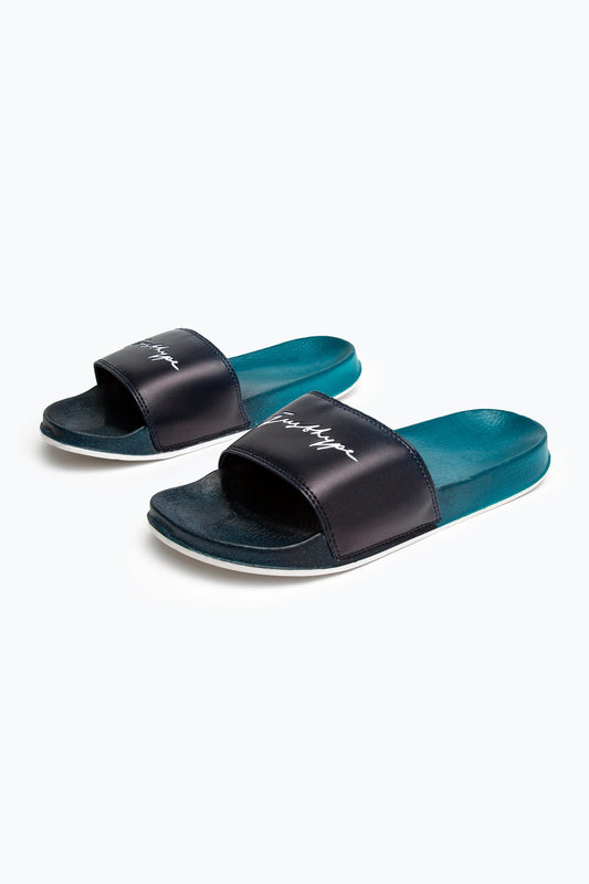 HYPE UNISEX BLUE SPECKLE FADE SCRIBBLE SLIDERS