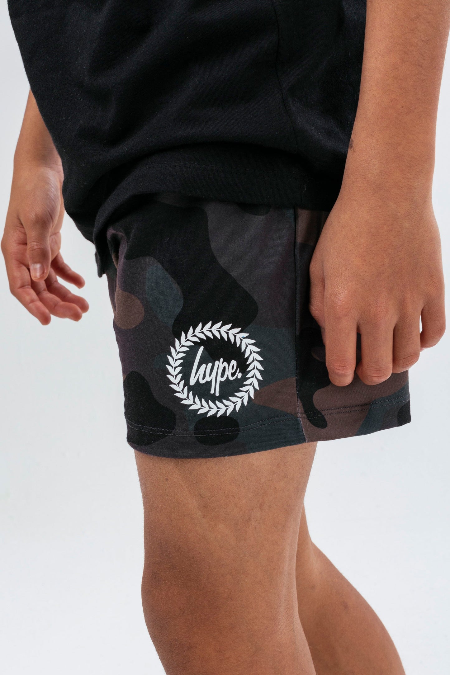 HYPE BOYS BLACK CLASSIC CAMO CREST SHORTS PJ'S