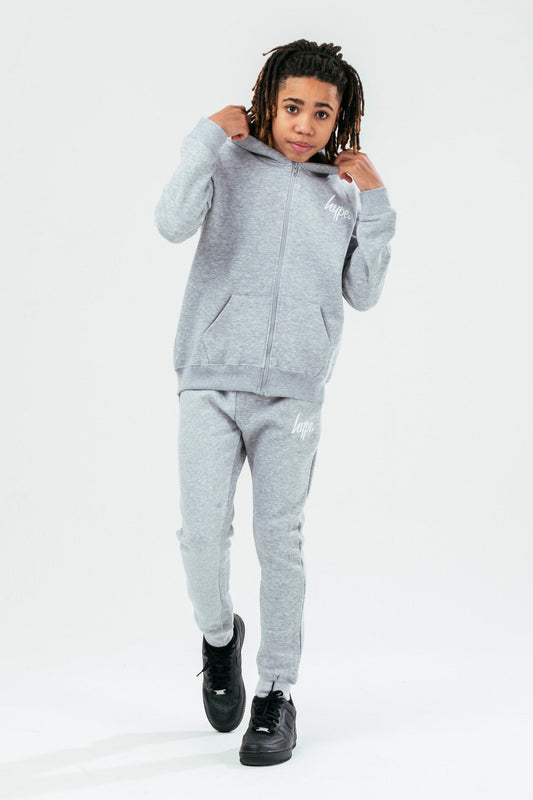 HYPE GREY MARL ZIP BOYS TRACKSUIT