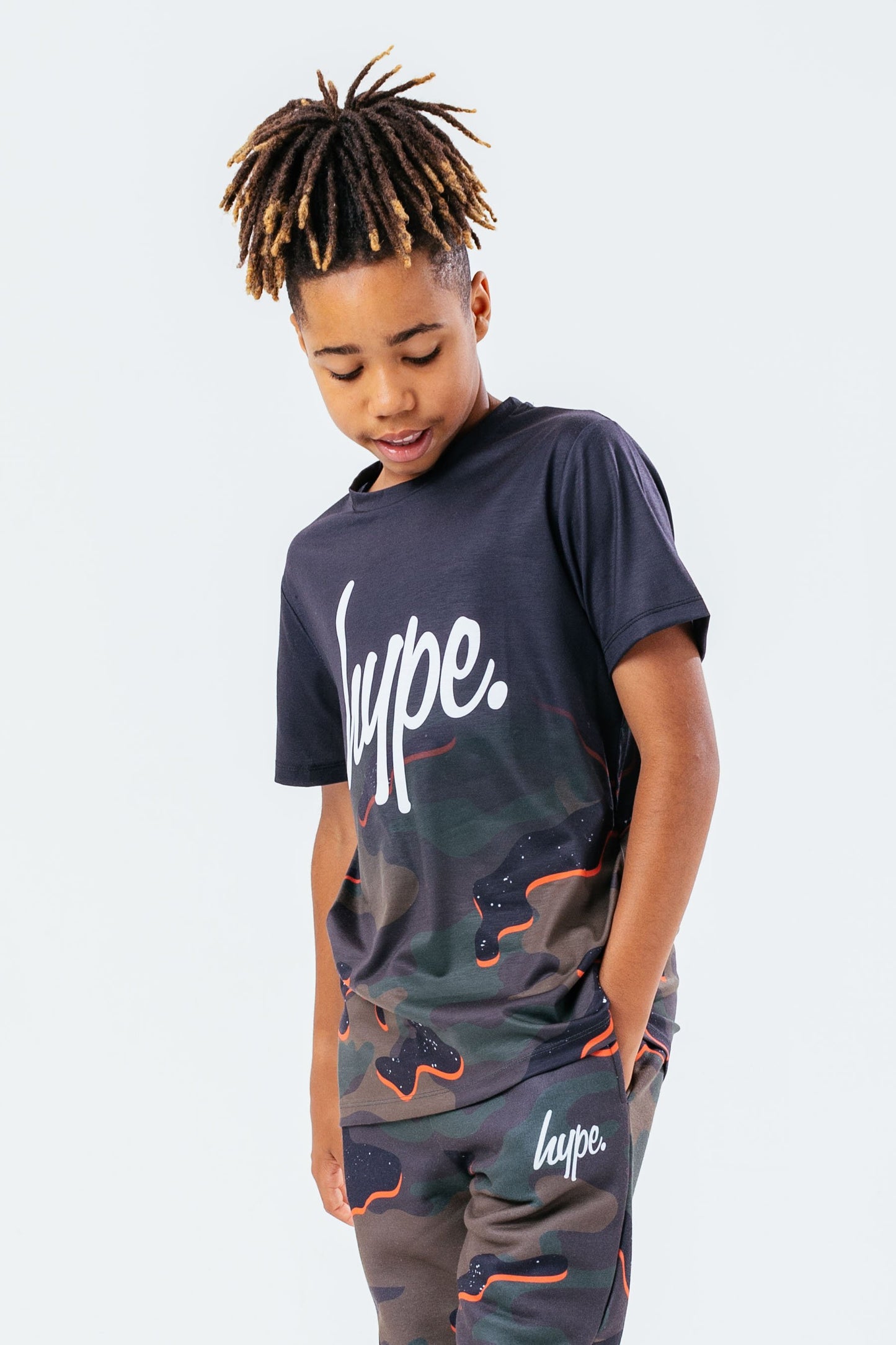 HYPE ORANGE DROP CAMO BOYS T-SHIRT