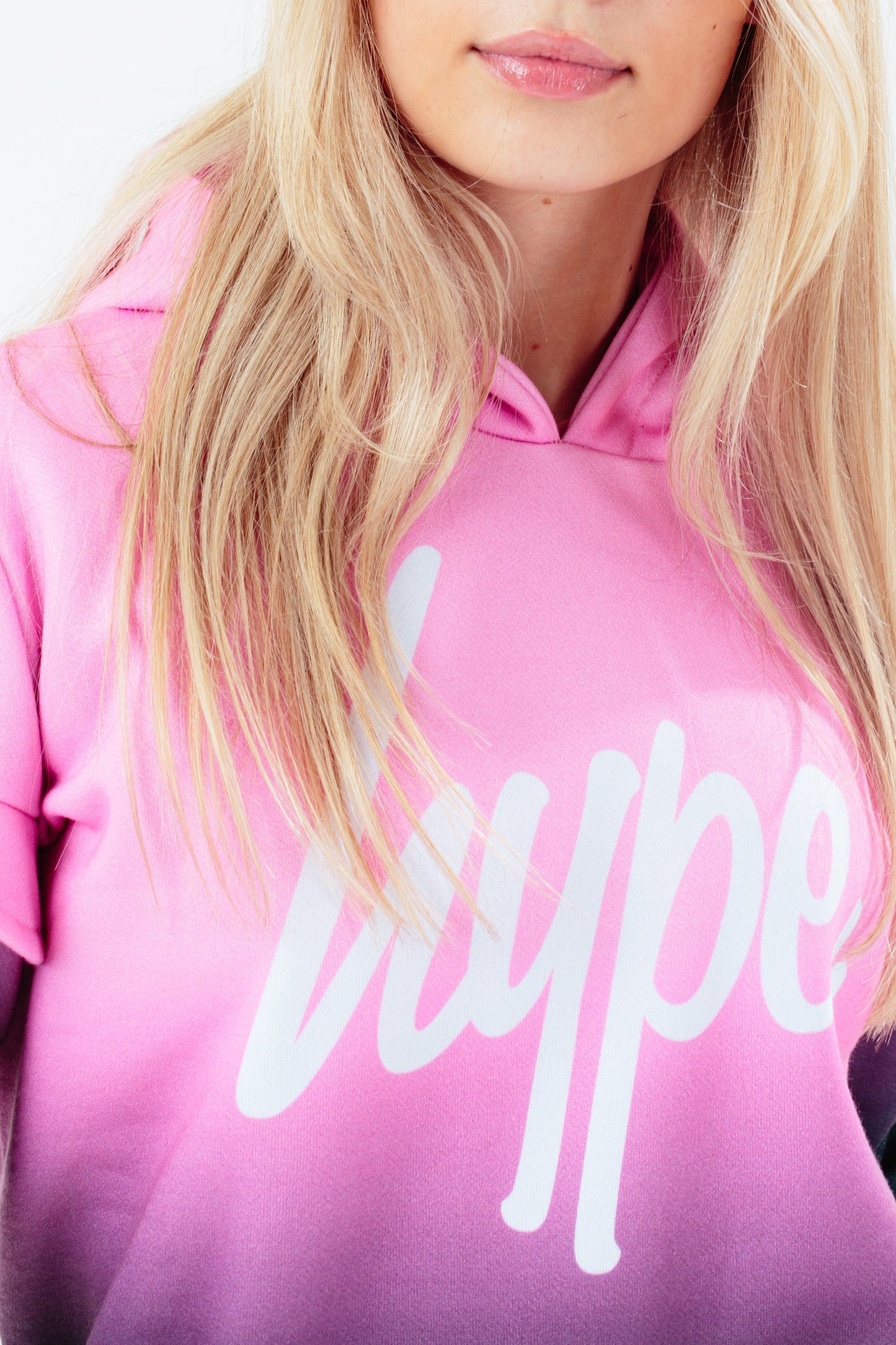 HYPE PINK FADE RUFFLE GIRLS HOODIE