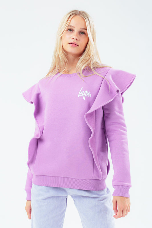 HYPE PURPLE ANNABEL RUFFLE GIRLS CREW NECK