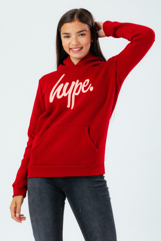 HYPE MAROON & PINK SCRIPT GIRLS HOODIE