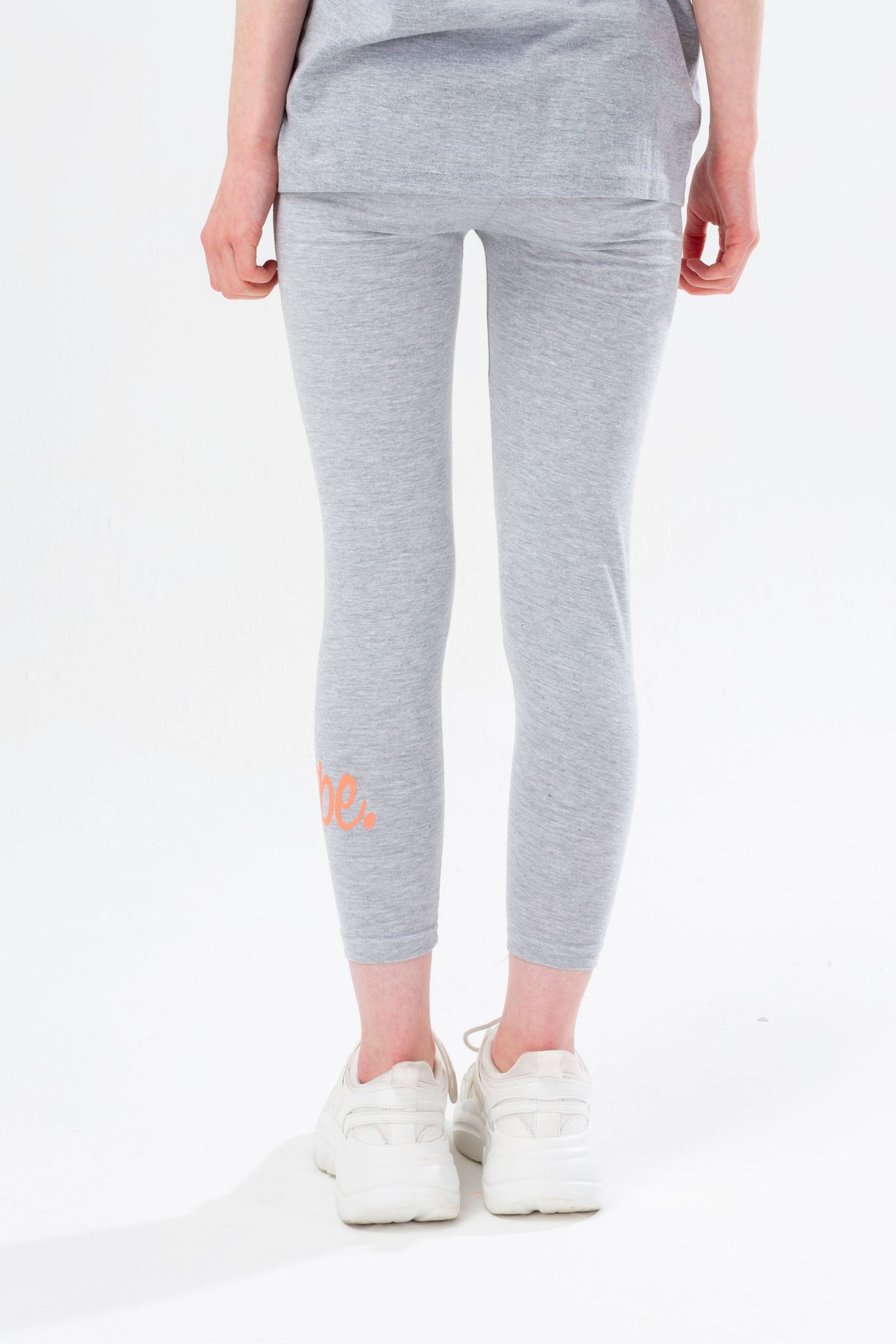 HYPE GREY & PEACH SCRIPT GIRLS T-SHIRT & LEGGINGS SET