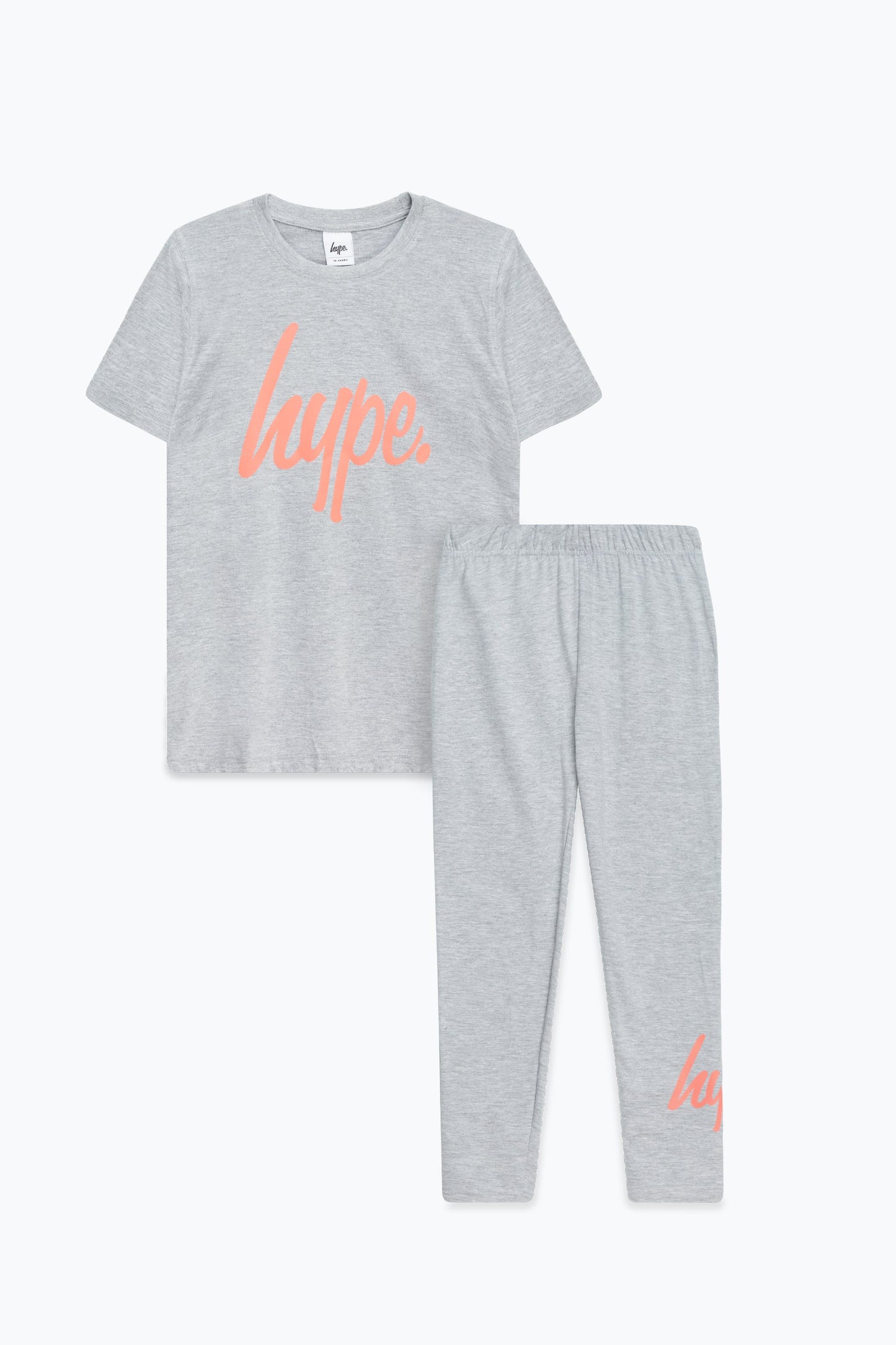 HYPE GREY & PEACH SCRIPT GIRLS T-SHIRT & LEGGINGS SET