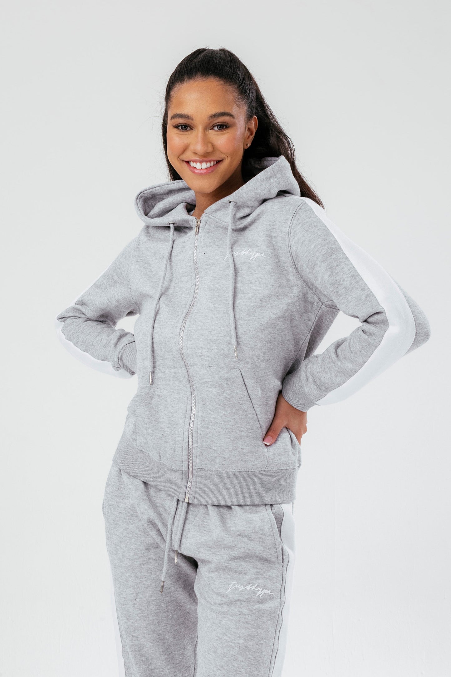 HYPE GREY MARL ZIP WOMEN'S TRACKSUIT SET