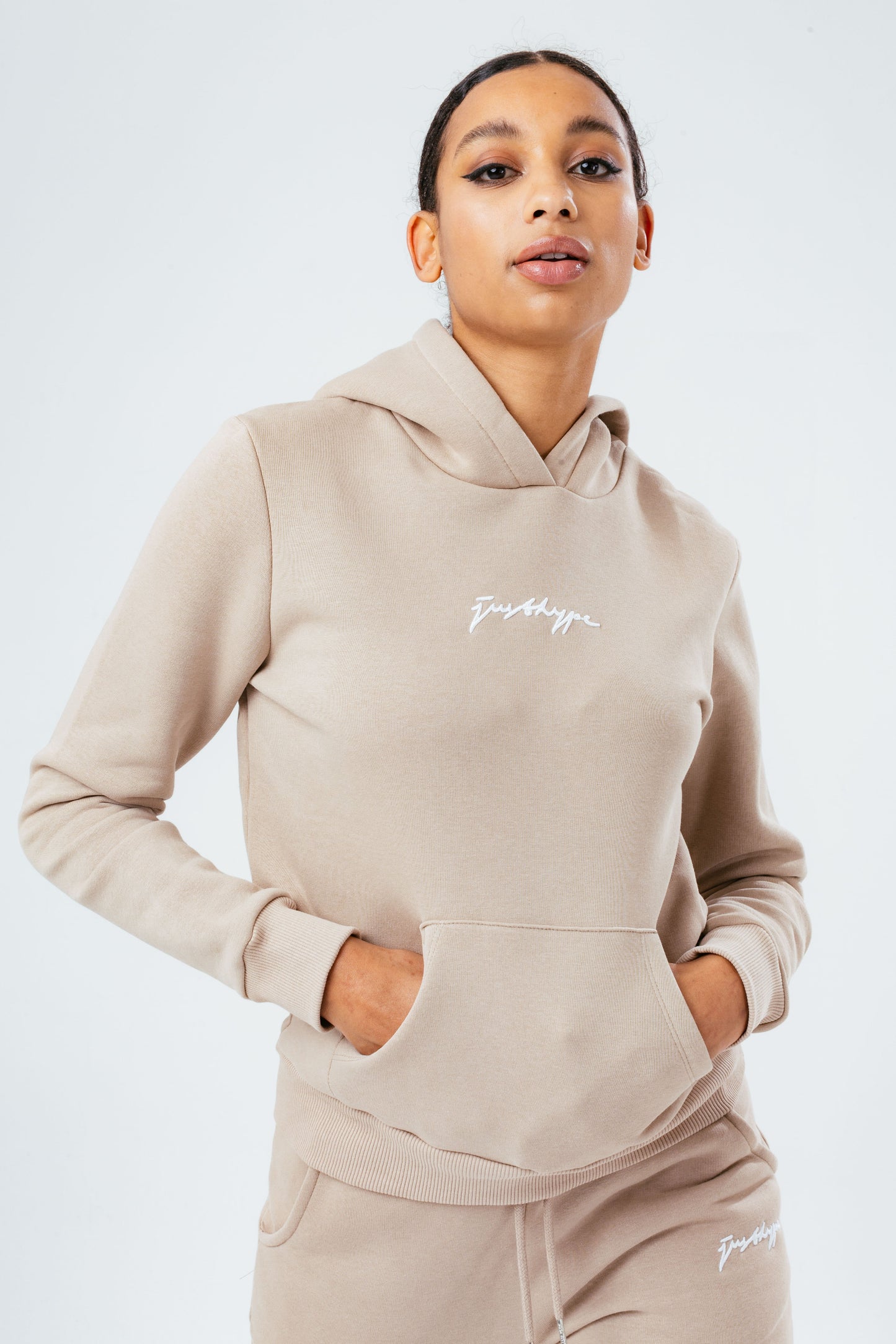 HYPE WHITE OLIVE SCRIBBLE WOMEN'S HOODIE