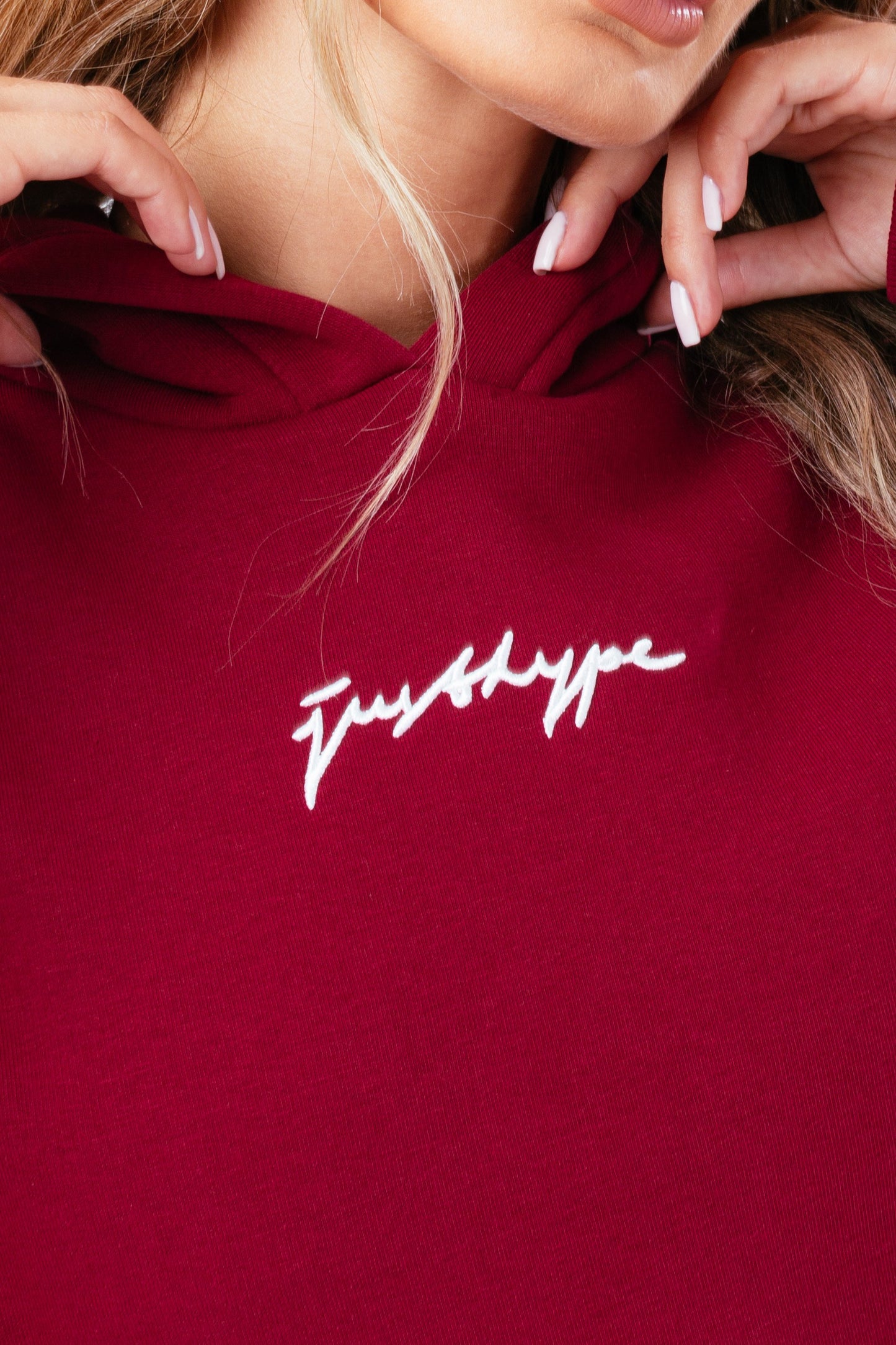 HYPE BURGUNDY SCRIBBLE WOMEN'S HOODIE