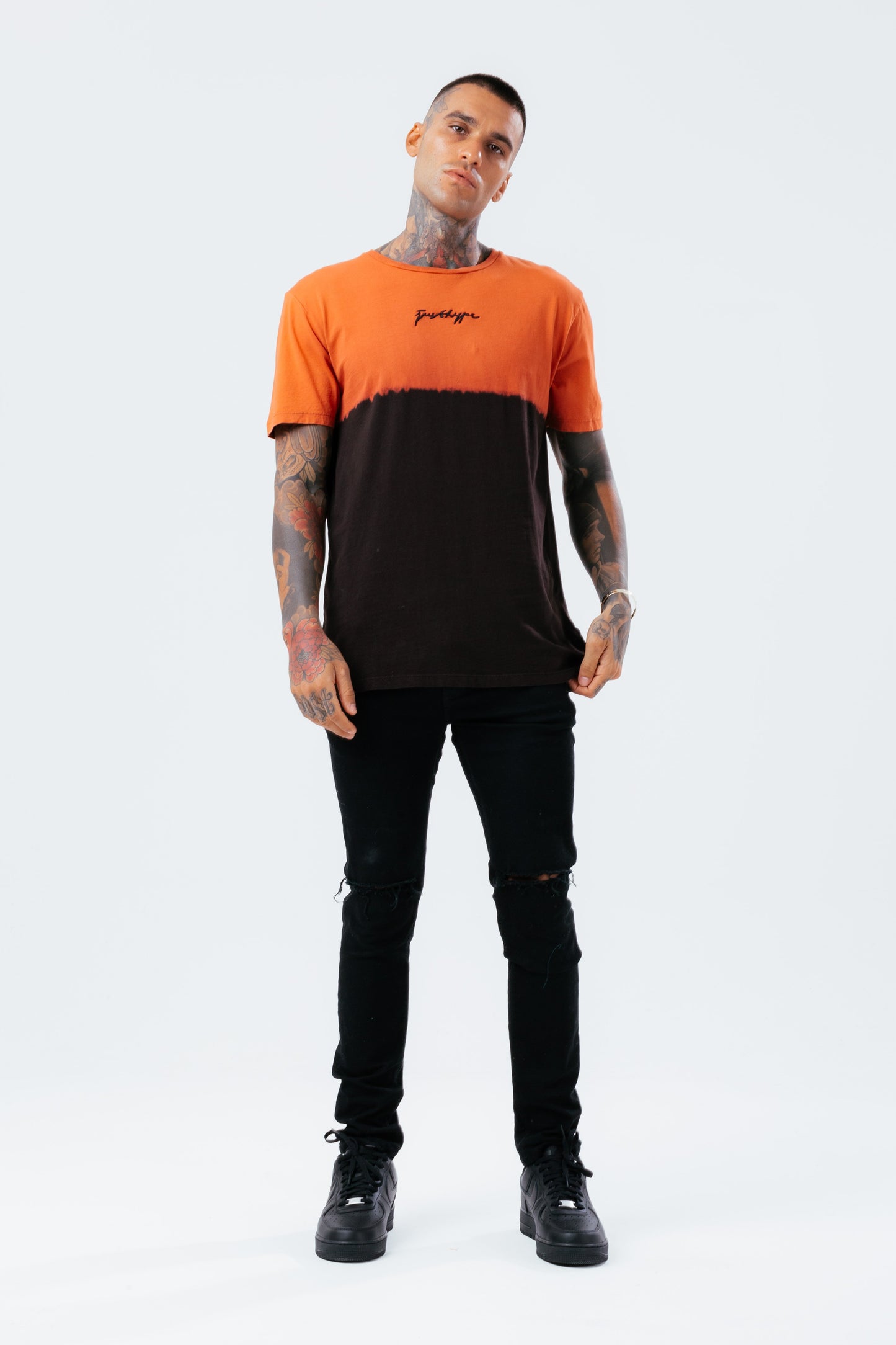 HYPE BURNT ORANGE FADE MEN'S T-SHIRT