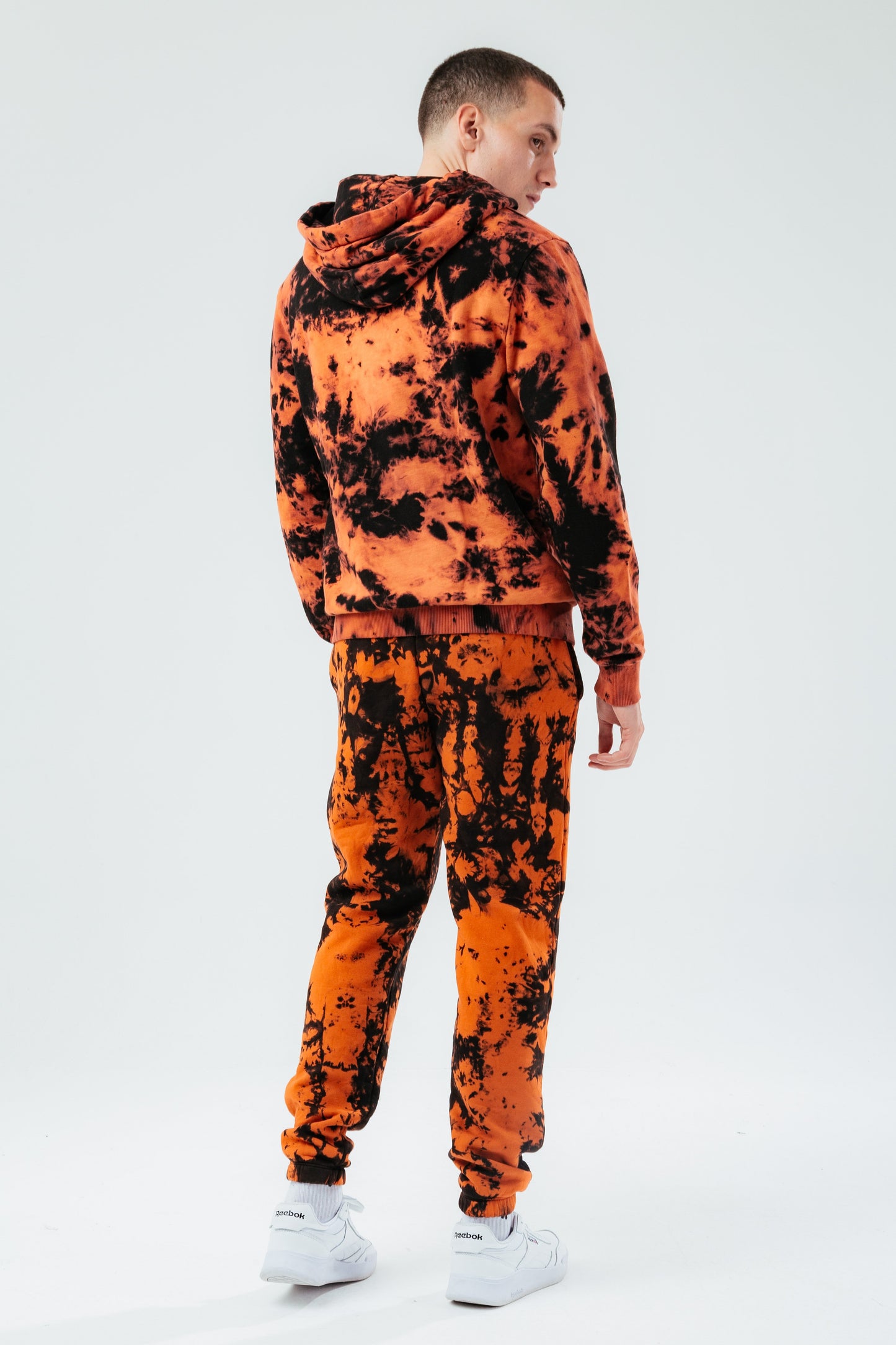 HYPE BLACK ORANGE TIE DYE MEN'S PULLOVER HOODIE