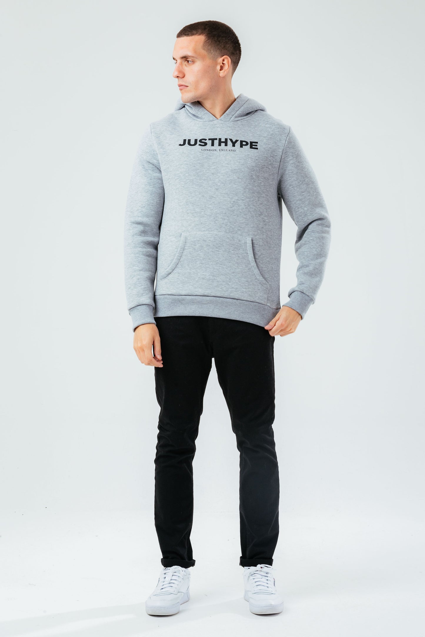 HYPE GREY MARL OVERSIZED JH MEN'S HOODIE