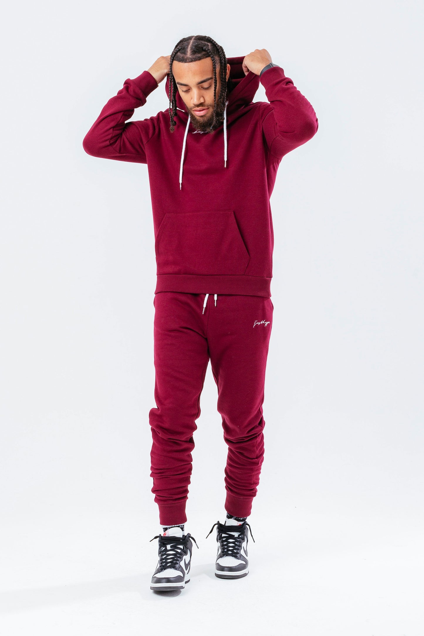 HYPE BURGUNDY MEN'S TRACKSUIT SET